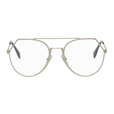 Shop Fendi Gold Modified Aviator Glasses In 03yg Lgh Go