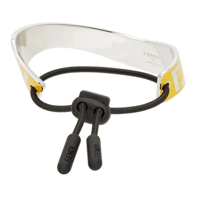 Shop Fendi Silver & Yellow Ff Bracelet In F1emo Black
