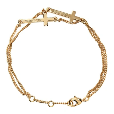 Shop Dsquared2 Gold Double Cross Bracelet In F193