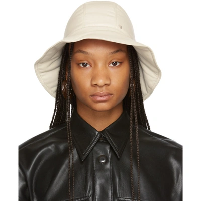 Shop Nanushka Off-white Vegan Leather Cameron Bucket Hat In Off White