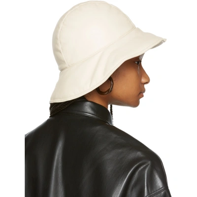 Shop Nanushka Off-white Vegan Leather Cameron Bucket Hat In Off White