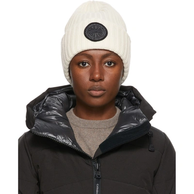 Shop Canada Goose White 'black Label' Disc Rib Beanie In 433 N Star