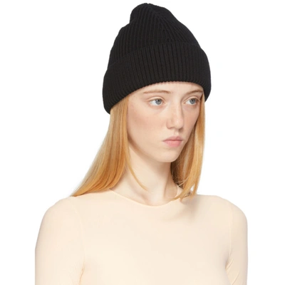 Shop Maison Margiela Black Wool Beanie