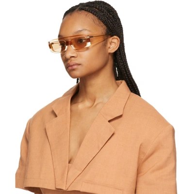 Shop Jacquemus Orange 'les Lunettes Yauco' Flat Top Sunglasses In Multi Orange