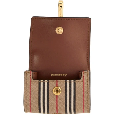 Shop Burberry Beige E-canvas Icon Stripe Airpods Pro Case Keychain In Archive Bei