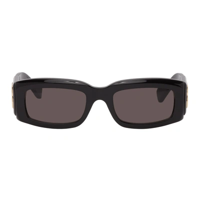 Shop Balenciaga Black Rectangular Sunglasses In 001 Black
