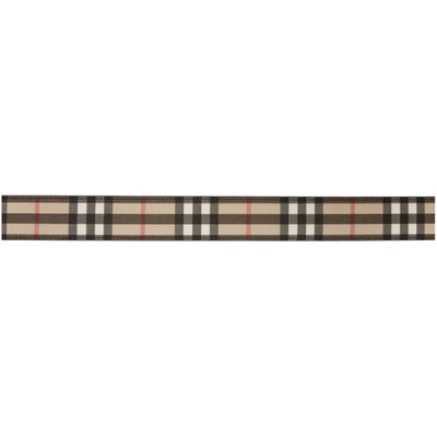 Shop Burberry Beige E-canvas Vintage Check Monogram Belt In Archive Bei