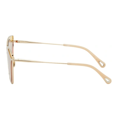 Shop Chloé Gold & Orange Gemma Geometric Tinted Inlays Sunglasses In 001 Gold/li