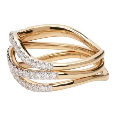 Shop Adina Reyter Gold Pavé Wave Ring Set