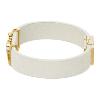 Shop Saint Laurent Off-white & Gold Opyum Bracelet In 9207 Cream