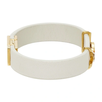 Shop Saint Laurent Off-white & Gold Opyum Bracelet In 9207 Cream