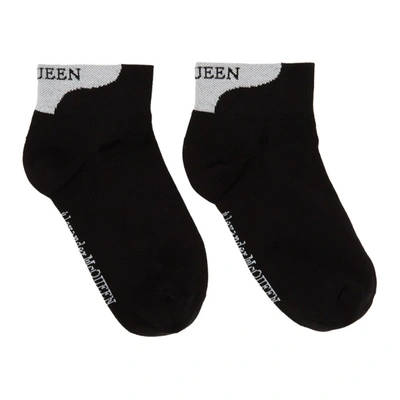 Shop Alexander Mcqueen Black & White Logo Ankle Socks In 1077 Black/white