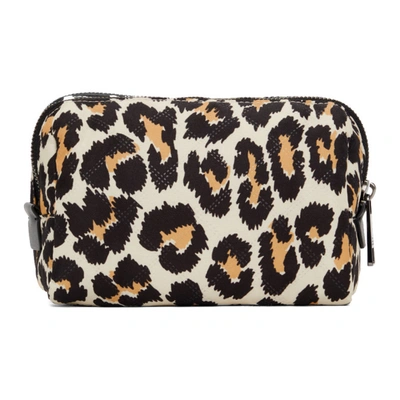 Shop Marc Jacobs Beige & Black Leopard 'the Beauty' Cosmetic Pouch In Natural Mul