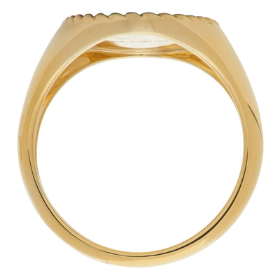 Shop Yvonne Léon Gold Oval Nacre Signet Ring In Gold/pearl