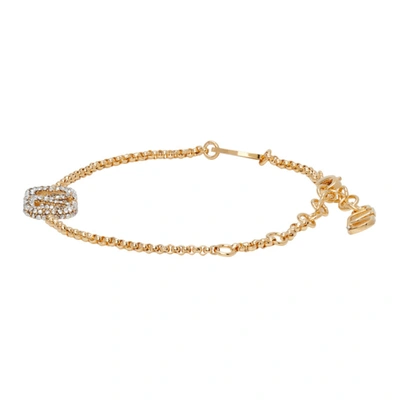 Shop Valentino Gold Vlogo Bracelet In Mh5 Gold/crystal