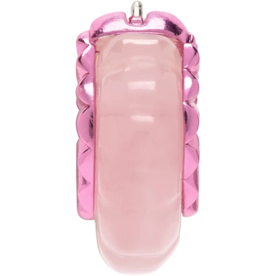 Shop Bottega Veneta Pink Quartz Hoop Earrings In 5708 Rsqrtz
