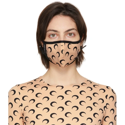 Marine Serre Tan & Black Allover Moon Daily Wear Mask In 09 All Over