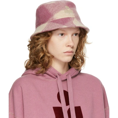 Shop Isabel Marant Pink Check Haley Bucket Hat In 40rw Rosewood