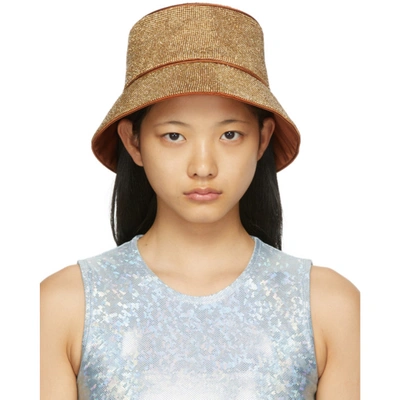 Shop Kara Brown Crystal Mesh Bucket Hat In Honey