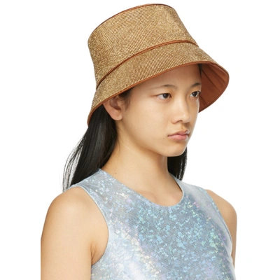 Shop Kara Brown Crystal Mesh Bucket Hat In Honey