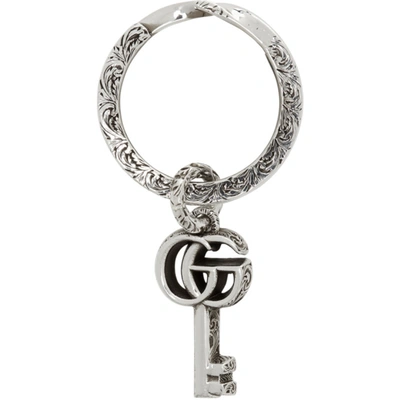 Shop Gucci Silver Marmont Keychain In 0701 Black