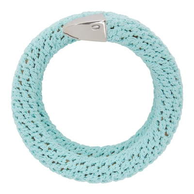 Shop Bottega Veneta Blue & Silver Crochet Bracelet In 4940 Bubble