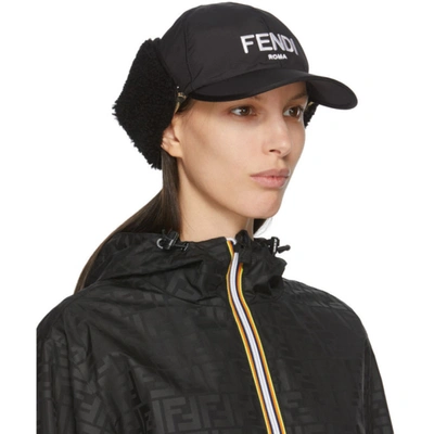 Shop Fendi Black Nylon Baseball Cap In F0qa1 Black