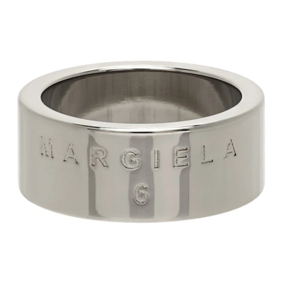 Shop Mm6 Maison Margiela Silver Logo Ring In 951 Palladio Platin