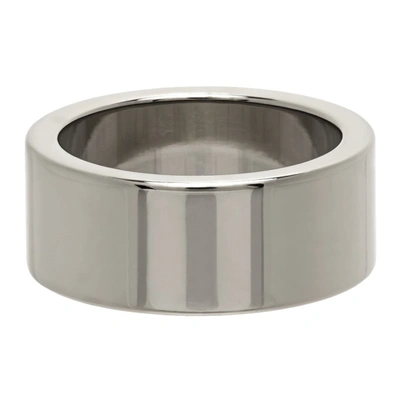 Shop Mm6 Maison Margiela Silver Logo Ring In 951 Palladio Platin