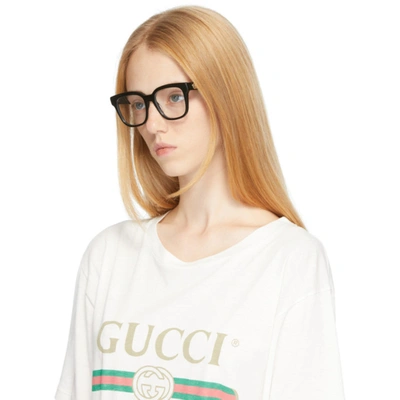 Shop Gucci Black Square Gg Glasses In 004 Black