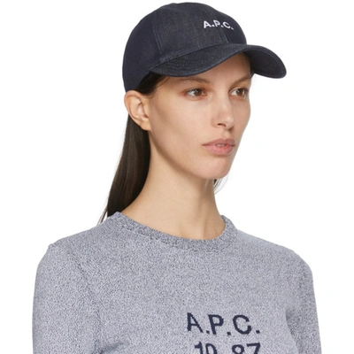 Shop Apc Indigo Denim Charlie Cap In Iai Indigo