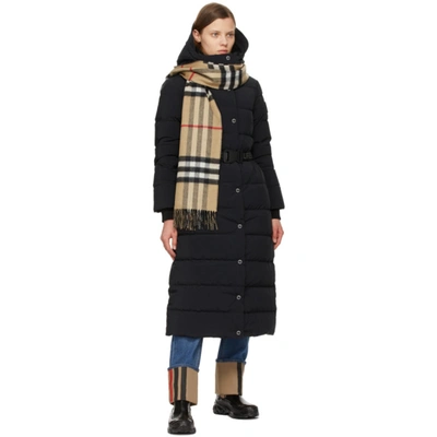 Shop Burberry Beige & Black Cashmere Giant Check Scarf