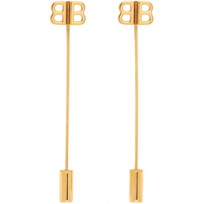 Shop Balenciaga Gold Bb Pin Earrings In 0027 Shnygl