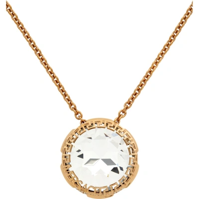 Shop Versace Gold Crystal Pendant Necklace In 4j090 Gold Crystal