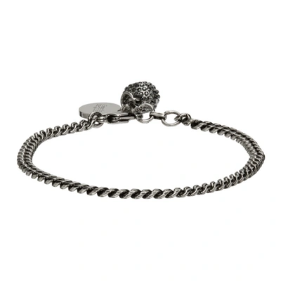 Shop Alexander Mcqueen Silver Skull Bracelet In 1177 0446