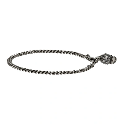 Shop Alexander Mcqueen Silver Skull Bracelet In 1177 0446