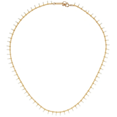 Shop Isabel Marant Gold & White Casablanca Necklace In 23ec Ecru
