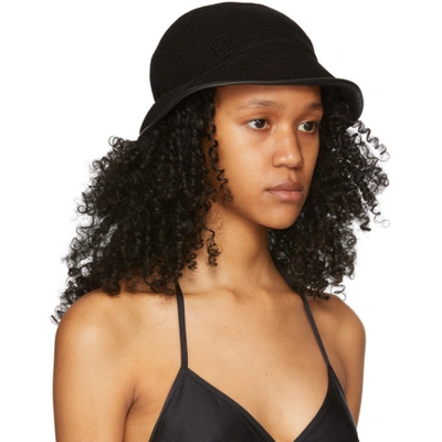 Shop Gucci Black Crochet Gg Hat In 1060 Black