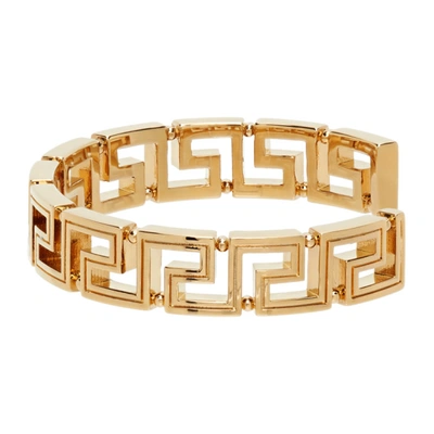 Shop Versace Gold Greca Cuff Bracelet In 3j000 Gold