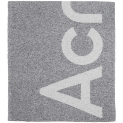 Shop Acne Studios Grey Jacquard Logo Scarf In 902 Grey