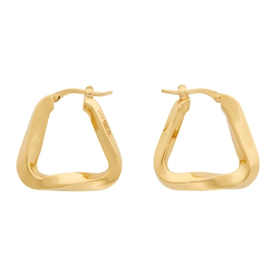 Shop Bottega Veneta Gold Triangle Hoop Earrings In 8120 Gold