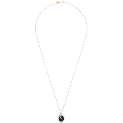 Shop Adina Reyter Gold Diamond & Onyx Tiny Snake Pendant Necklace In Onyx/diamond