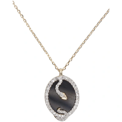 Shop Adina Reyter Gold Diamond & Onyx Tiny Snake Pendant Necklace In Onyx/diamond