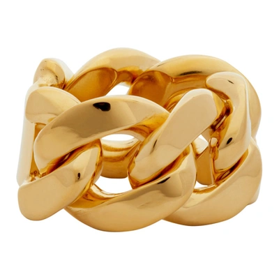 Shop Bottega Veneta Gold Chain Ring In 8120 Yellow