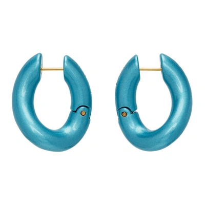 Shop Balenciaga Blue Loop Earrings In 1769 Turquoise