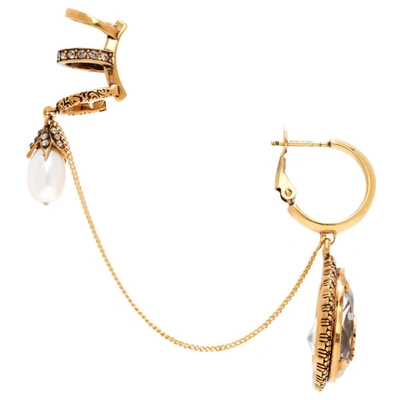 Shop Alexander Mcqueen Gold Charm Seal Droplet Earcuff & Earring In 0448 8150