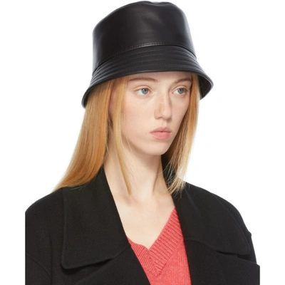 Shop Loewe Black Calfskin Bucket Hat In 1100 Black