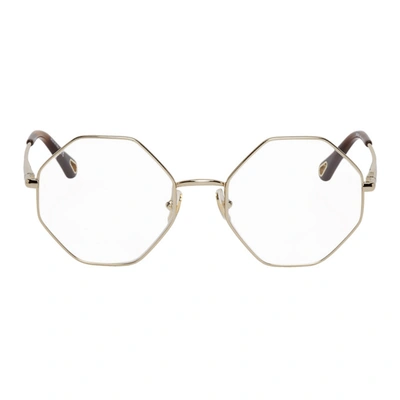 Shop Chloé Gold Joni Octagonal Glasses In 004 Gold