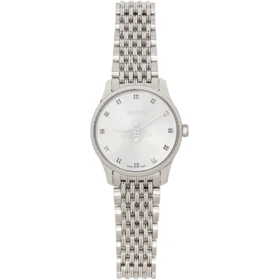 Shop Gucci Silver 29mm G-timeless Bee Watch