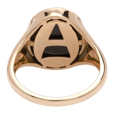 Shop Adina Reyter Gold Onyx Oval Snake Signet Ring In Onyx/diamond